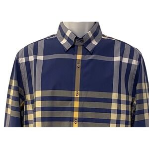 Southern Tide Mens Shirt Button Embroidered Logo Trim Fit Blue Plaid Long Sleeve